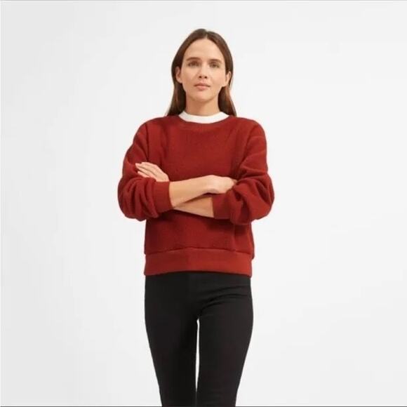 Everlane ReNew Red Fleece Long Sleeve Crewneck Pullover Sweatshirt Size XS - Picture 1 of 7